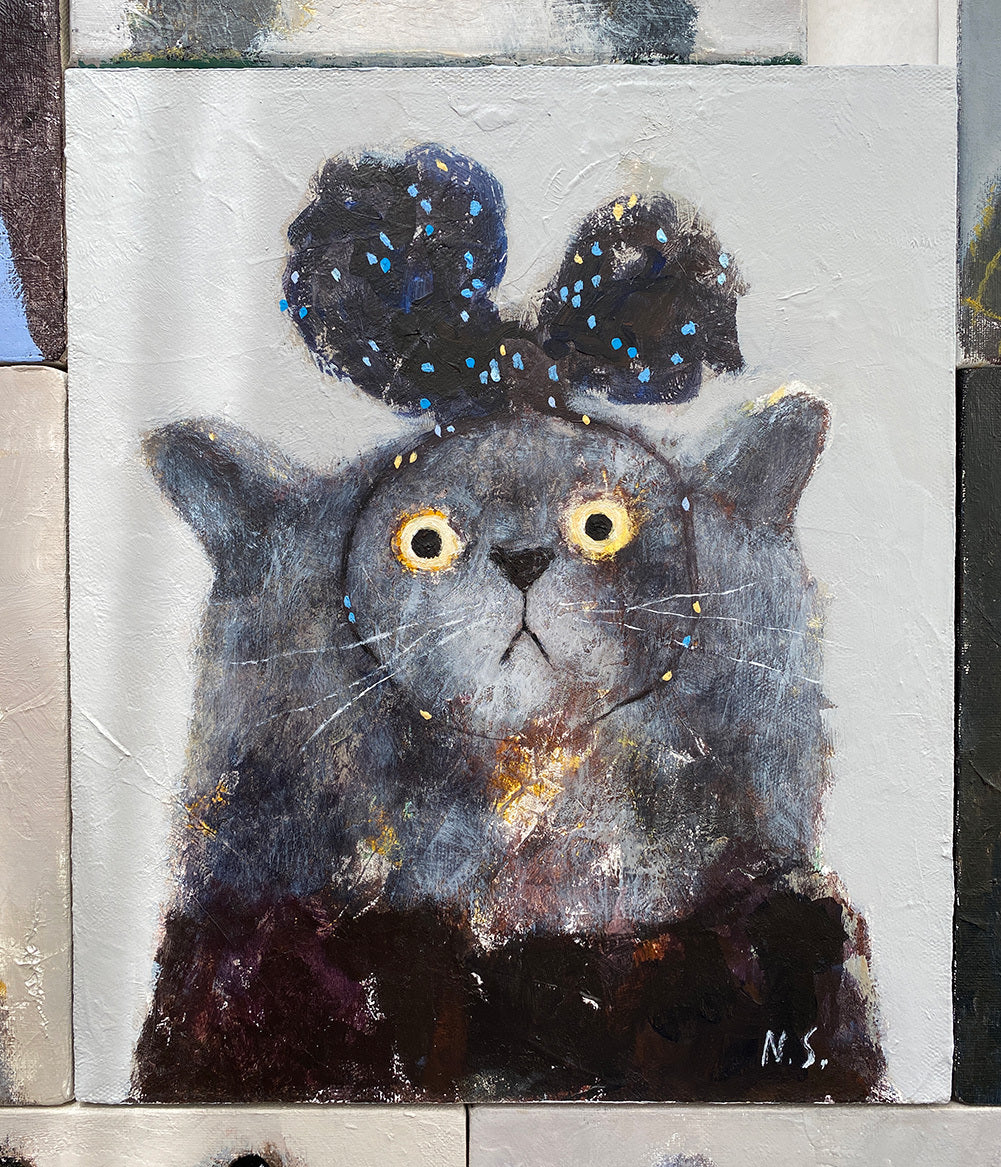 Cat with a Spotted Bow – Original