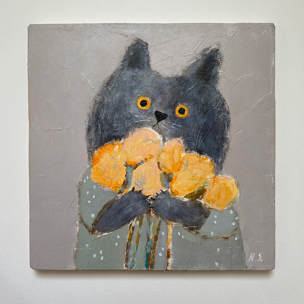 Cat with Flowers – Original